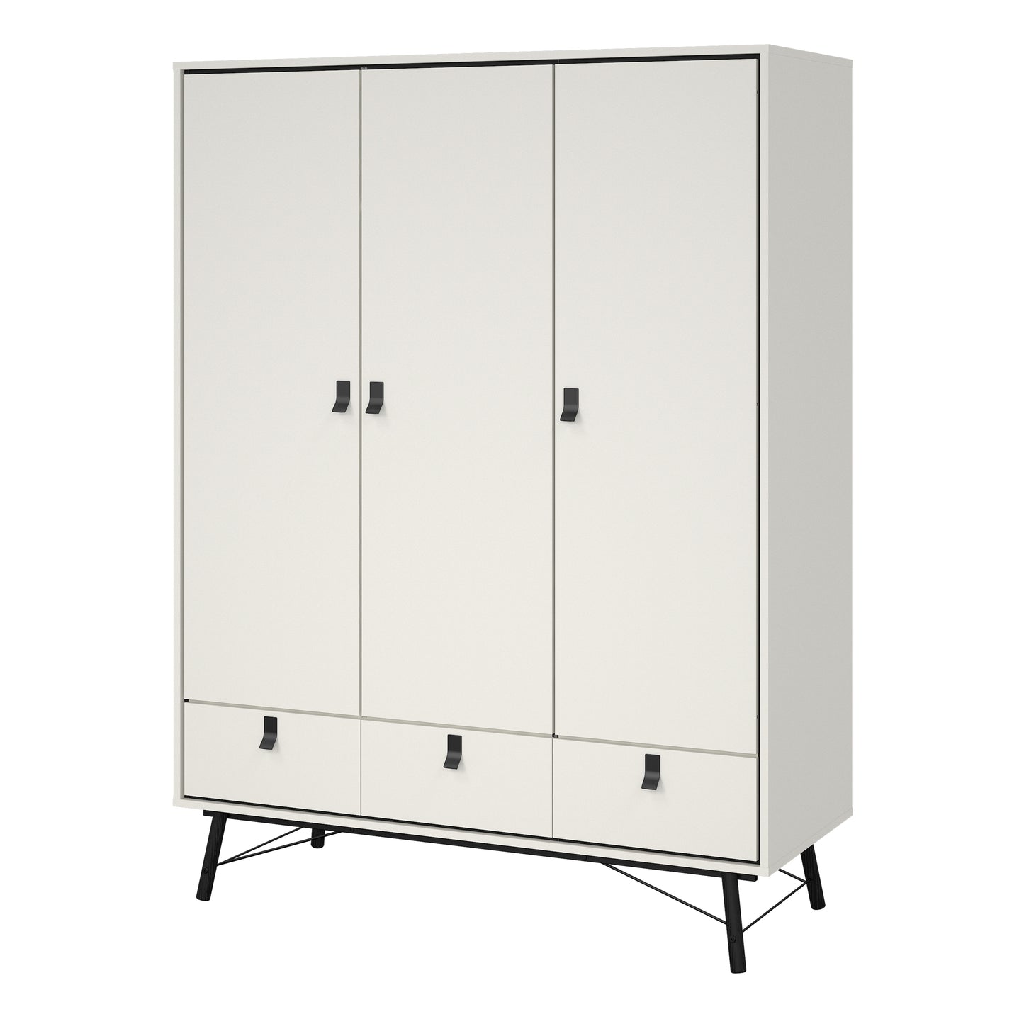 Ry Wardrobe 3 Doors 3 Drawers in Matt White