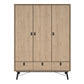 Ry Wardrobe 3 Doors 3 Drawers in Jackson Hickory Oak