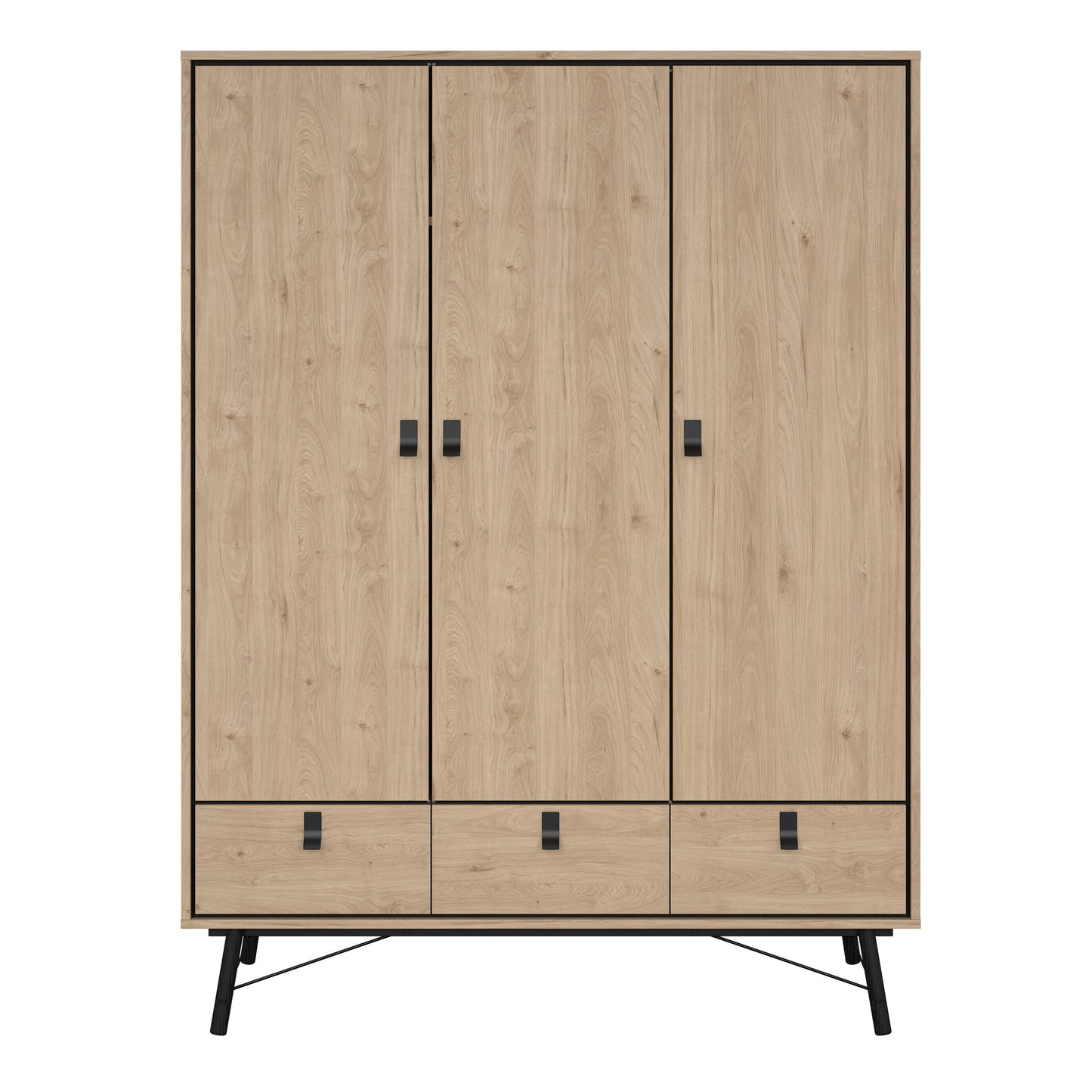 Ry Wardrobe 3 Doors 3 Drawers in Jackson Hickory Oak