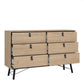 Ry Wide Double Chest of Drawers 6 Drawers in Jackson Hickory Oak