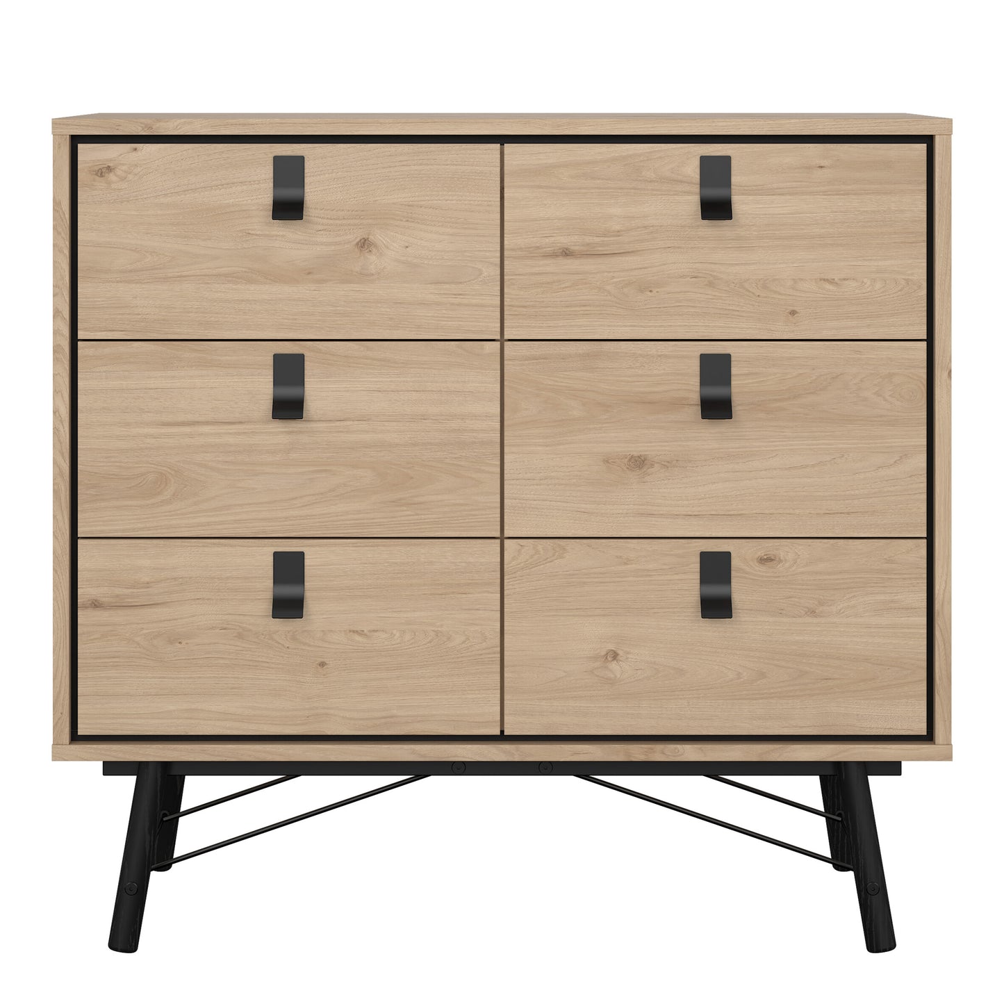 Ry Small Double Chest of Drawers 6 Drawers in Jackson Hickory Oak