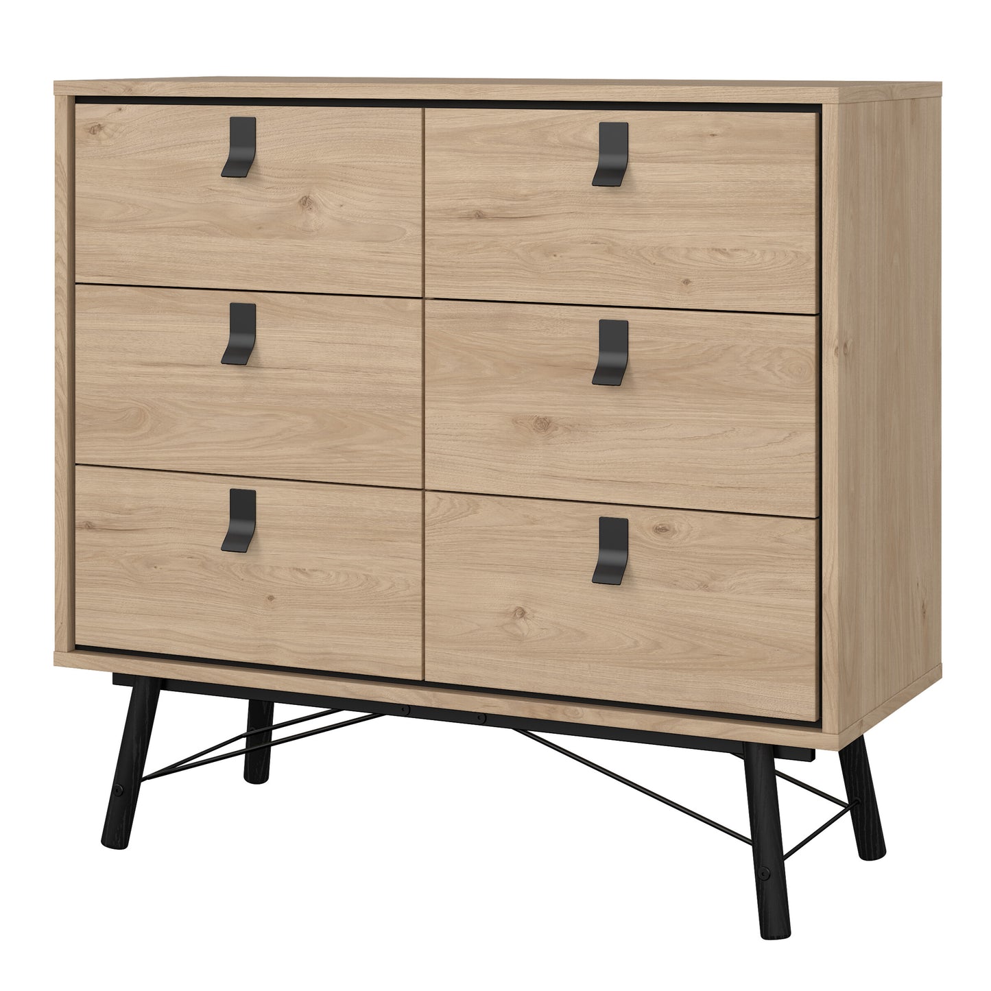 Ry Small Double Chest of Drawers 6 Drawers in Jackson Hickory Oak