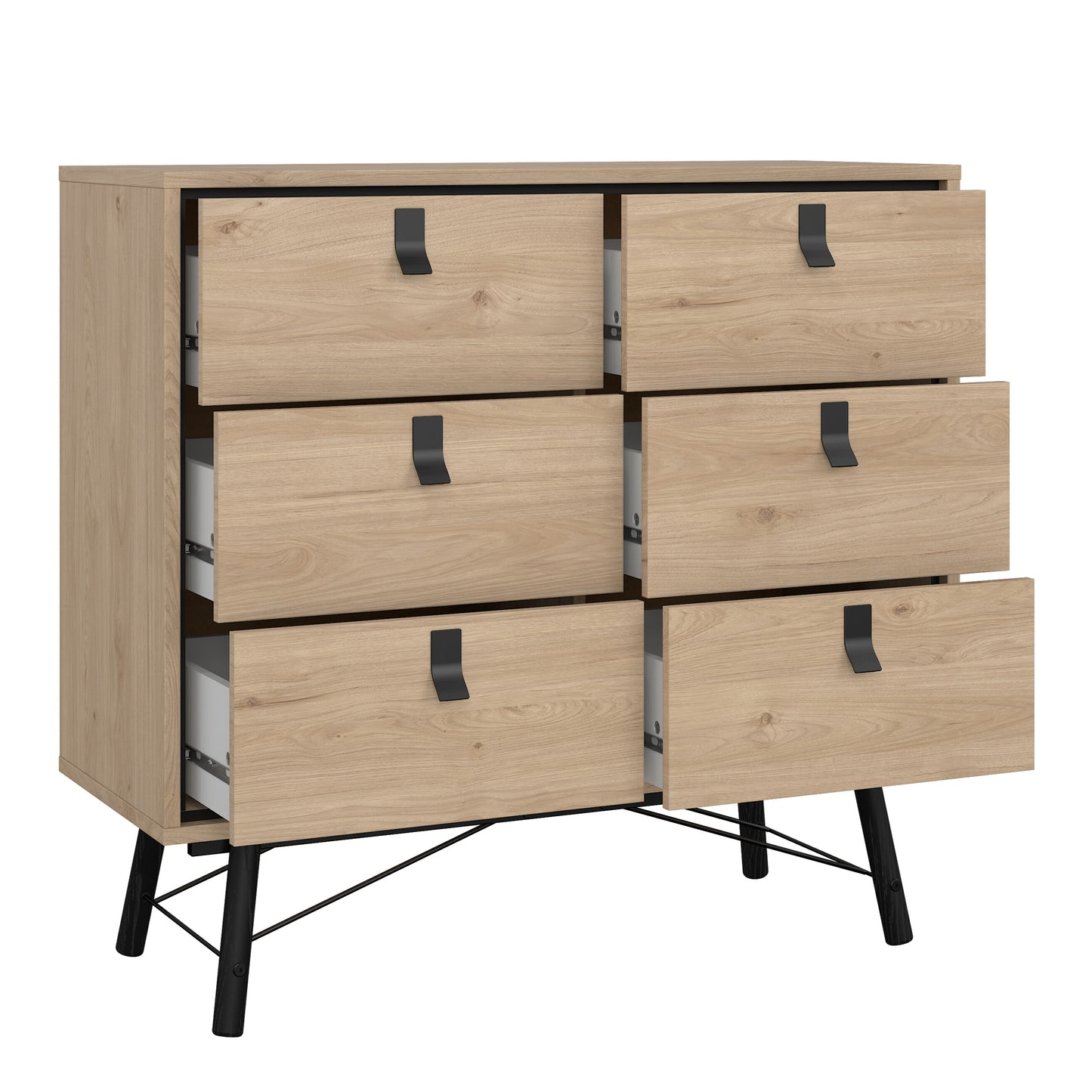 Ry Small Double Chest of Drawers 6 Drawers in Jackson Hickory Oak