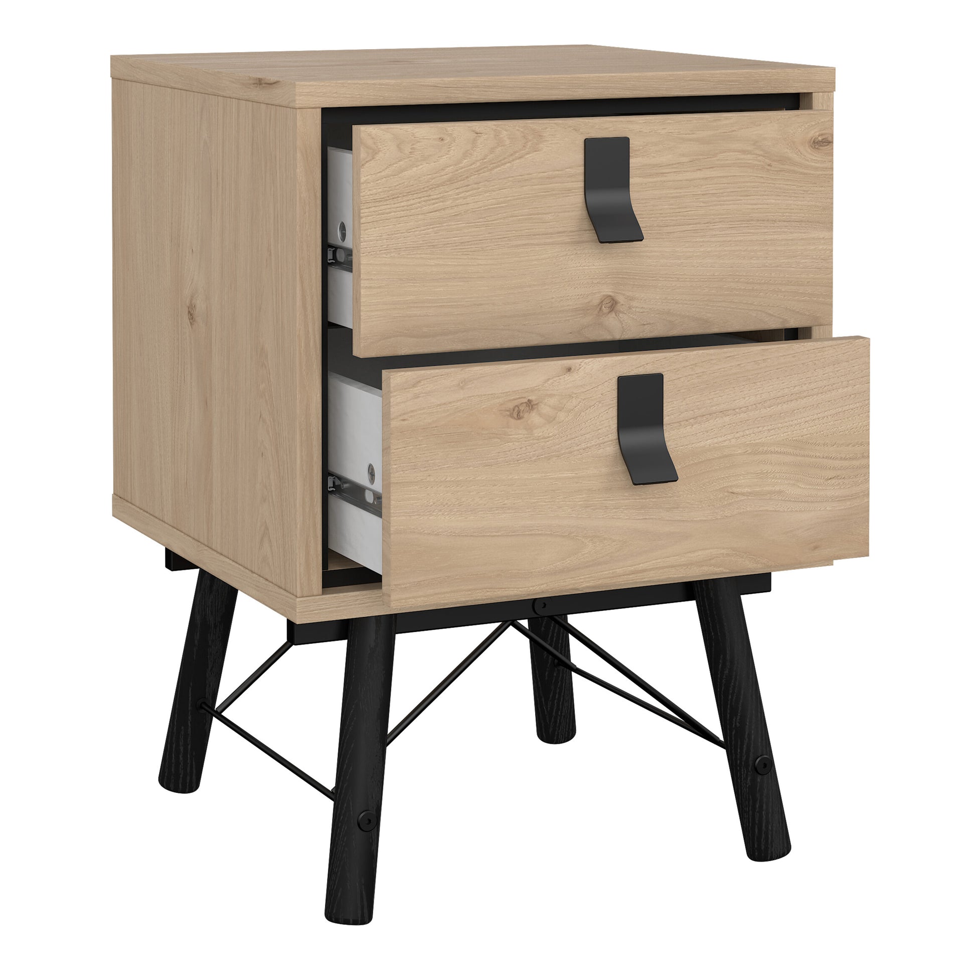 Ry Bedside Cabinet 2 Drawer Jackson Hickory Oak