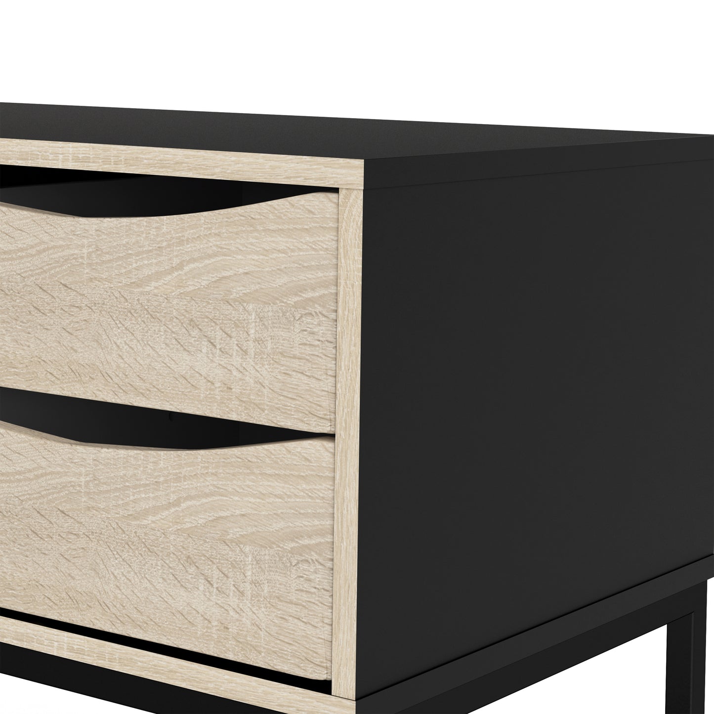 Stubbe TV Unit 1 Door 2 Drawers and Open Shelf in Matt Black Oak