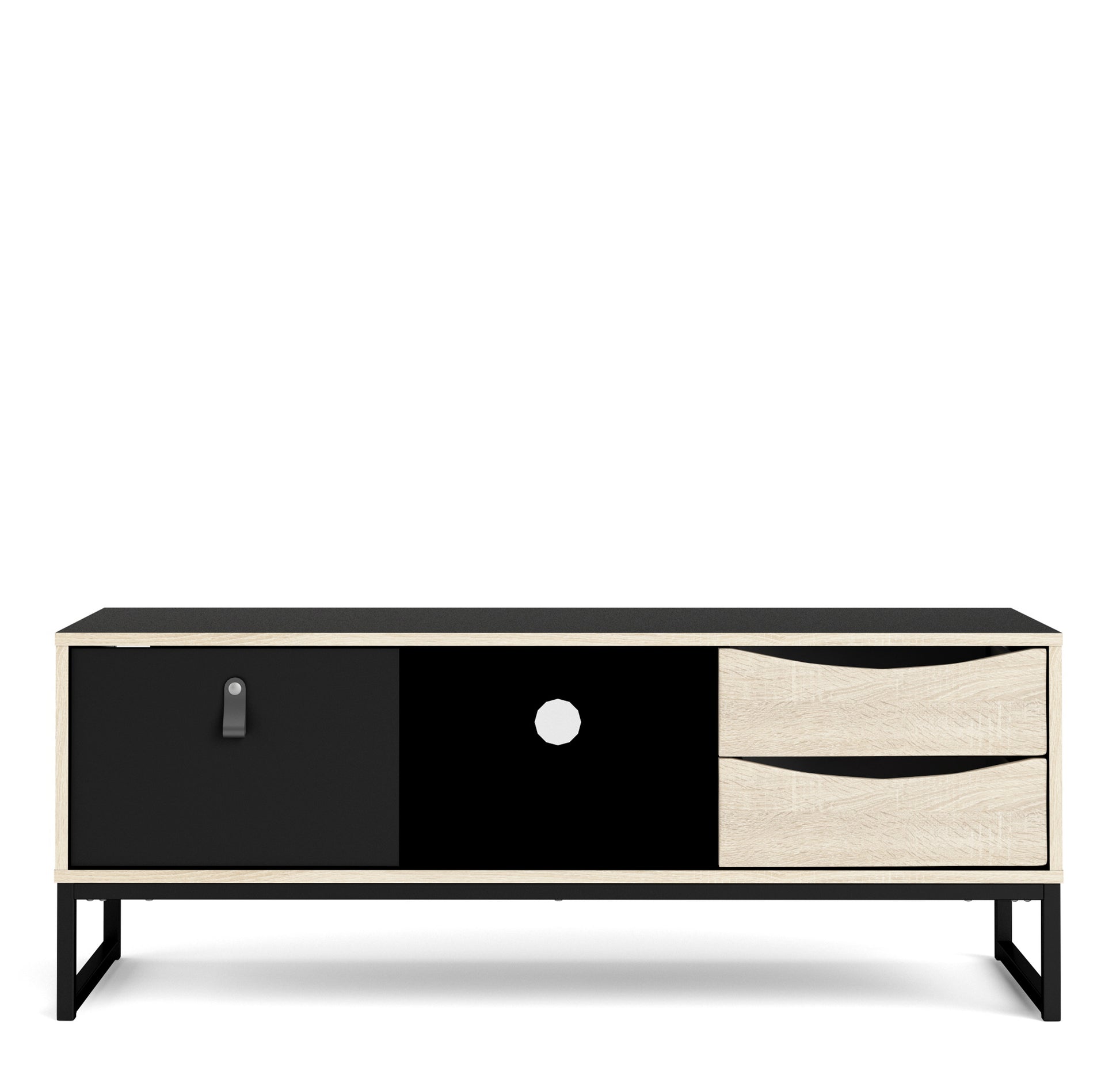 Stubbe TV Unit 1 Door 2 Drawers and Open Shelf in Matt Black Oak