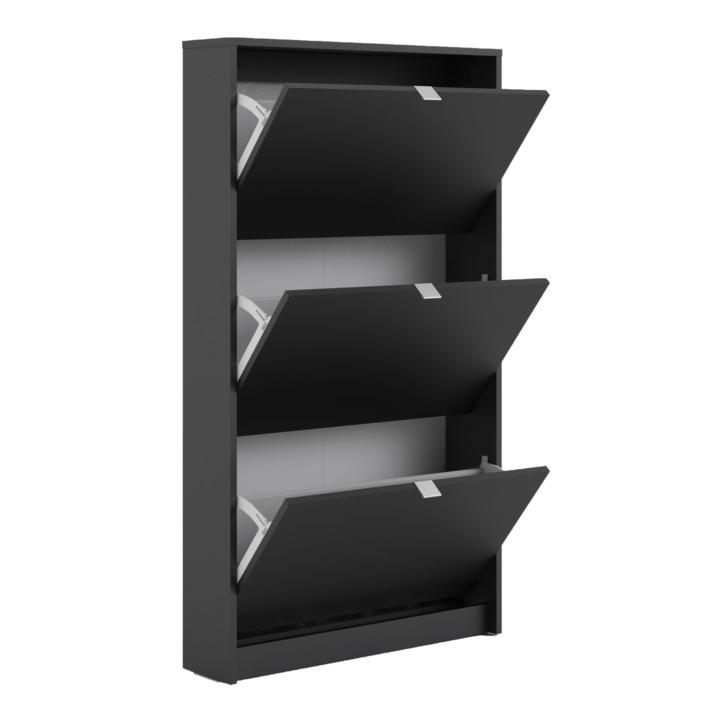 Shoes Shoe Cabinet 3 Flip Down Doors and 1 layer in Matt Black