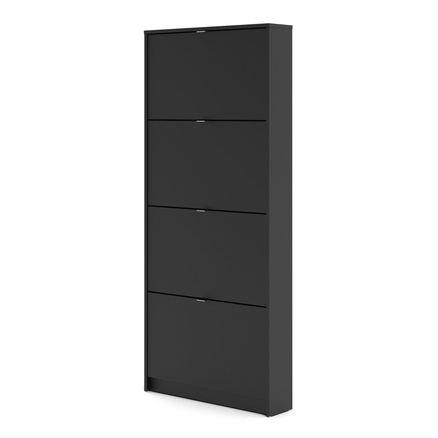 Shoes Shoe Cabinet 4 Flip Down Doors and 1 layer in Matt Black