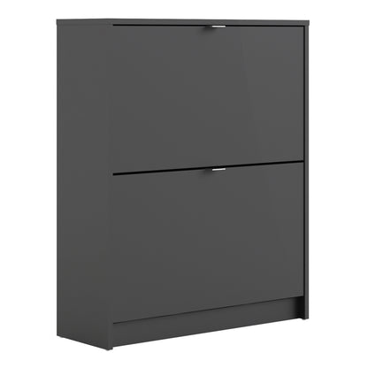 Shoes Shoe Cabinet 2 Flip Down Doors and 2 layers in Matt Black