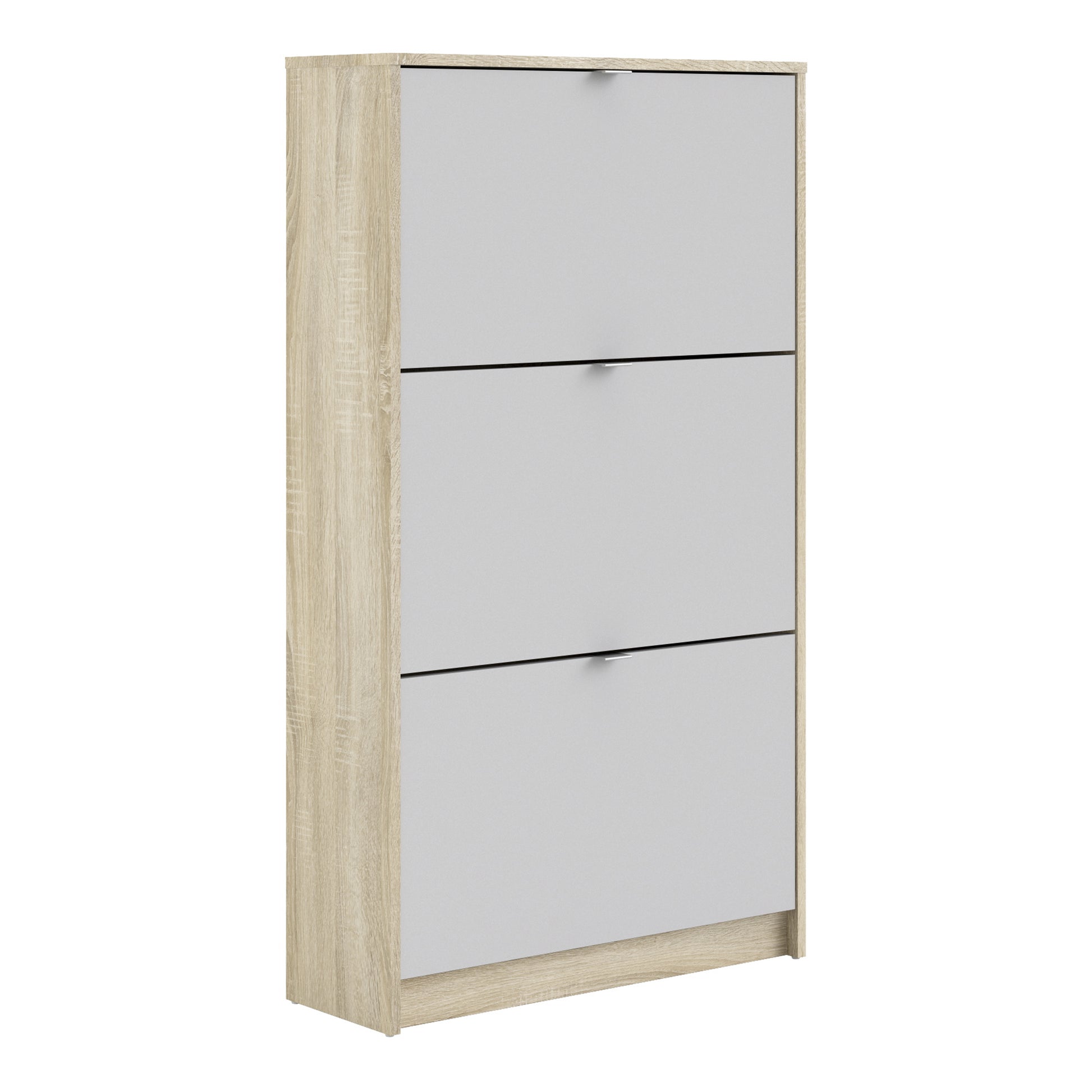 Shoes Shoe Cabinet 3 Flip Down Doors and 2 layers Oak structure White