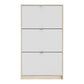 Shoes Shoe Cabinet 3 Flip Down Doors and 2 layers Oak structure White