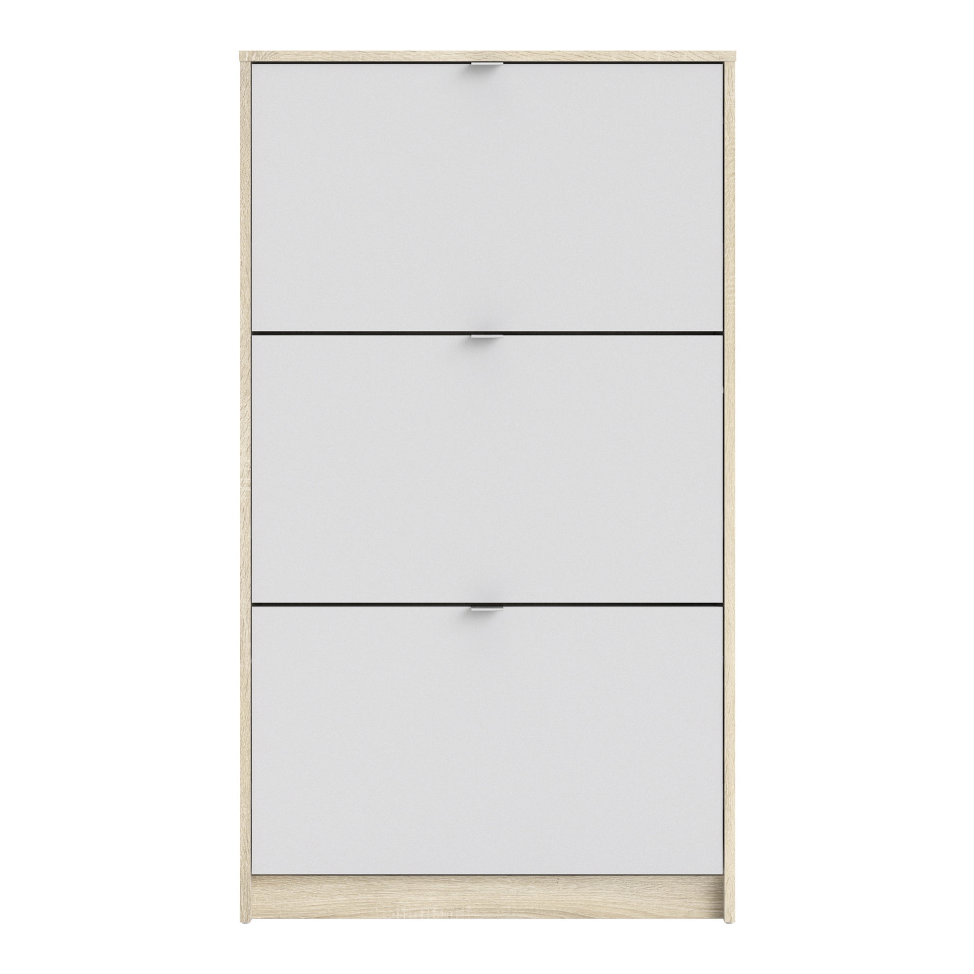 Shoes Shoe Cabinet 3 Flip Down Doors and 2 layers Oak structure White