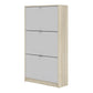 Shoes Shoe Cabinet 3 Flip Down Doors and 2 layers Oak structure White