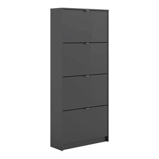 Shoes Shoe Cabinet 4 Flip Down Doors and 2 layers in Matt Black