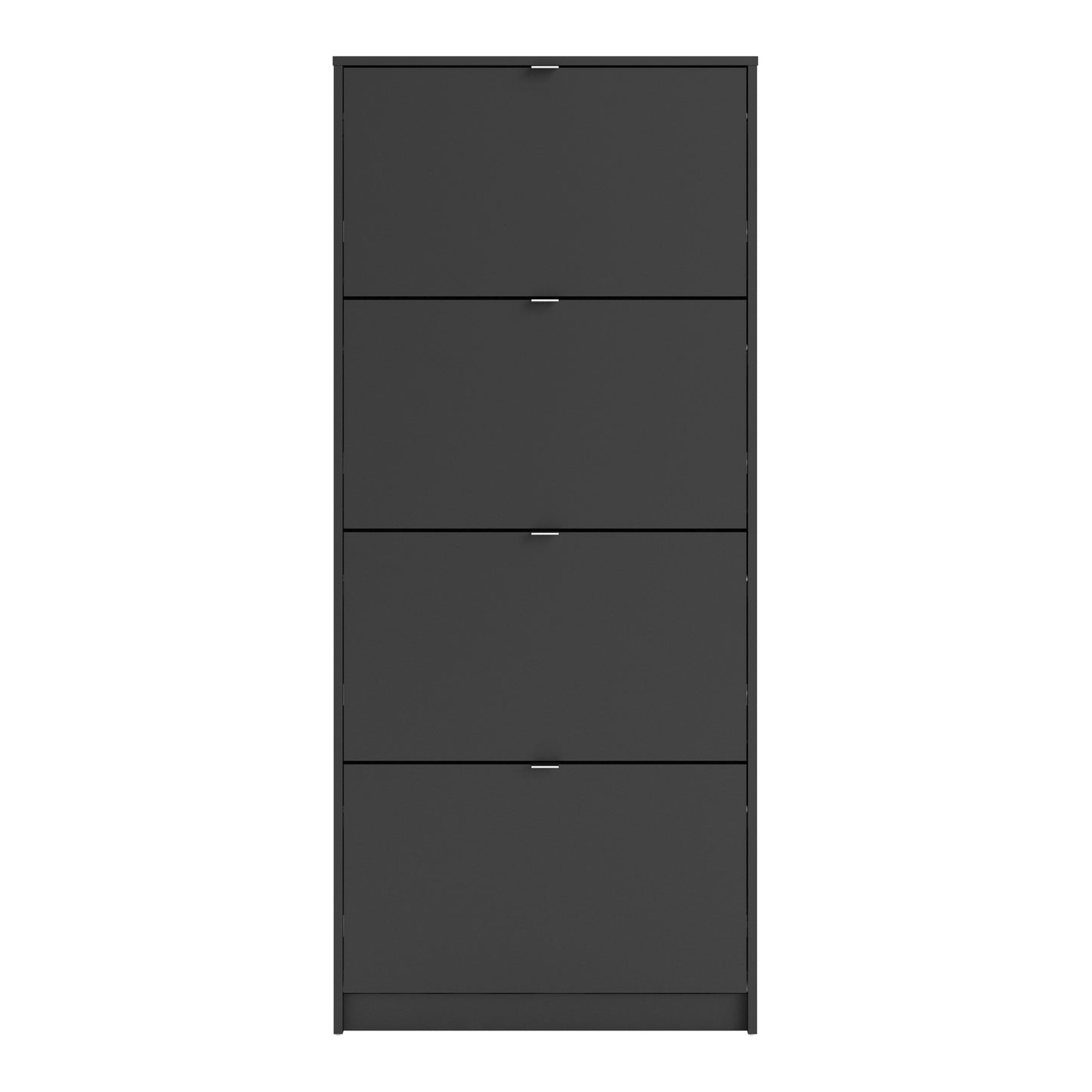 Shoes Shoe Cabinet 4 Flip Down Doors and 2 layers in Matt Black