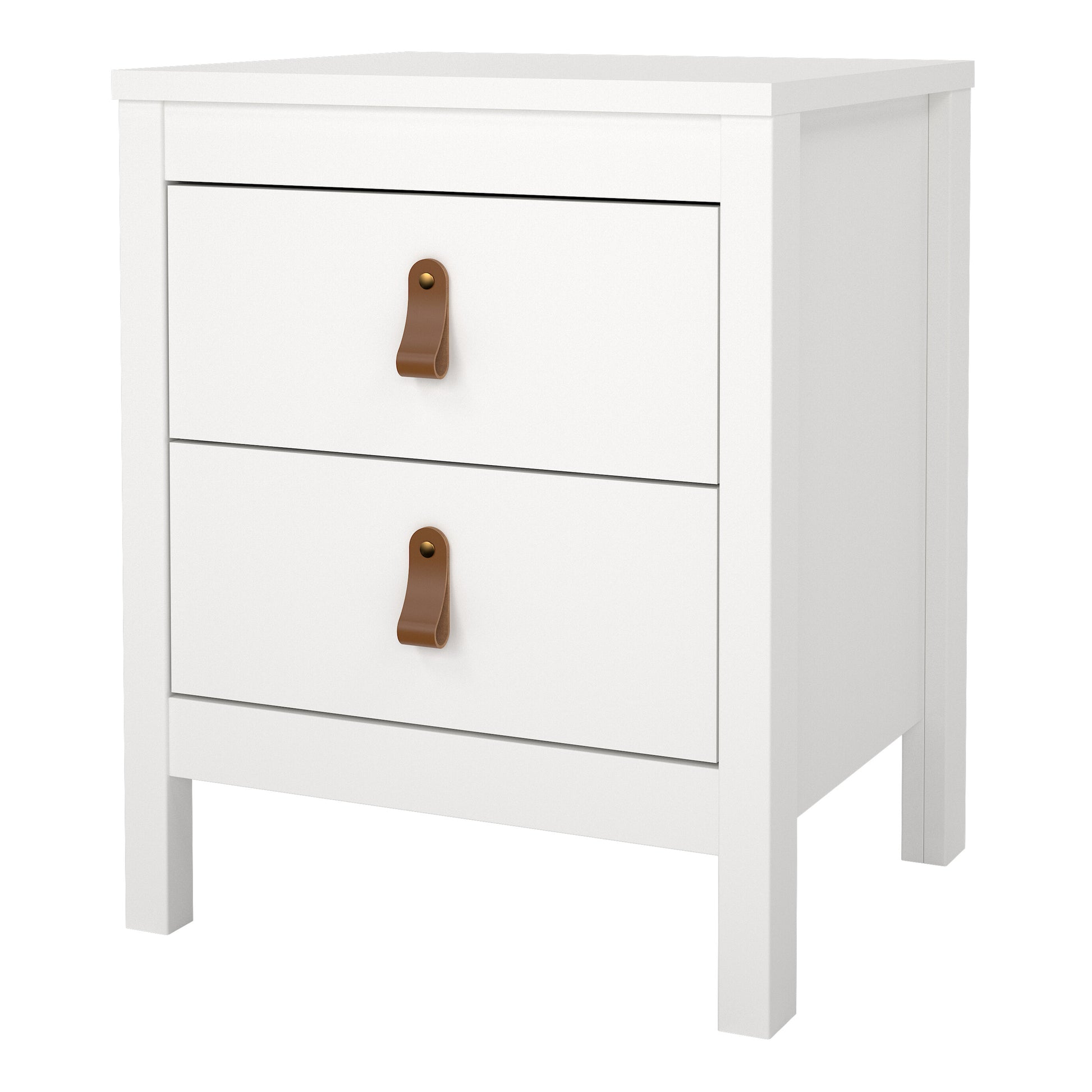 Barcelona Bedside Table 2 Drawers in White