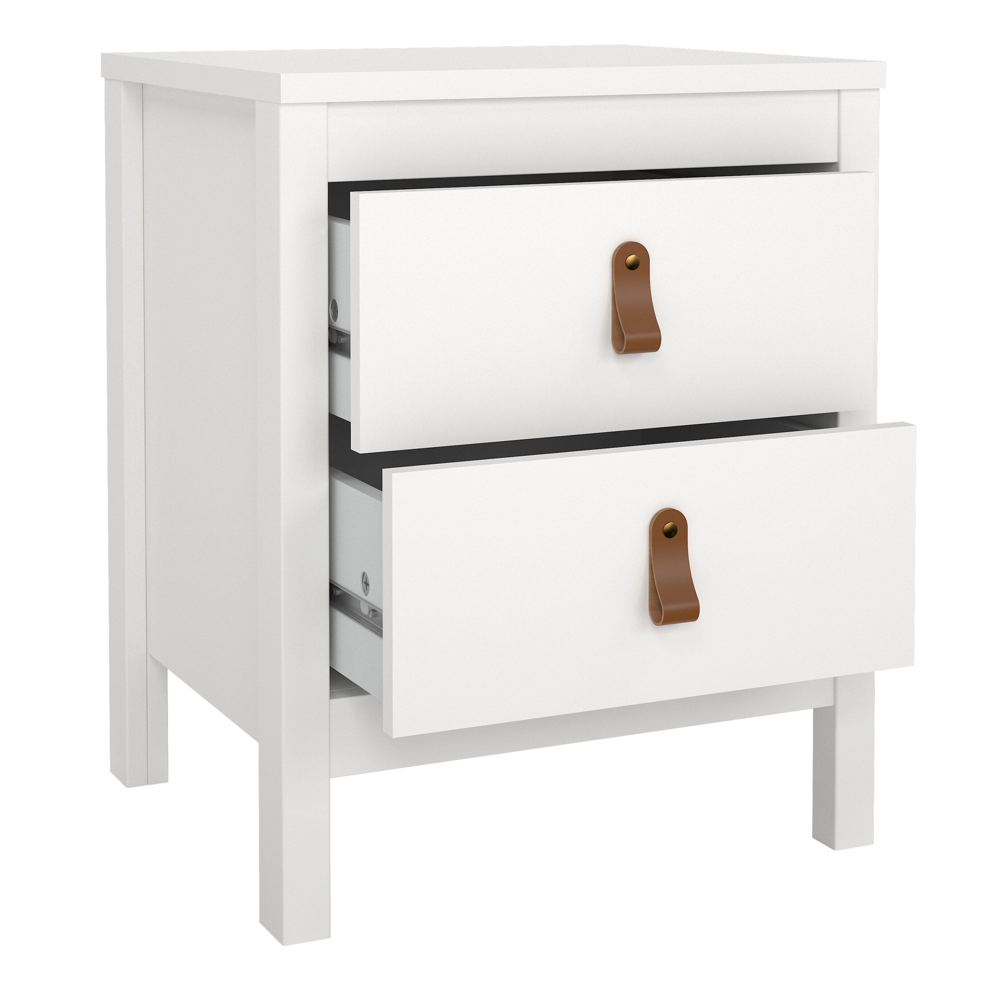 Barcelona Bedside Table 2 Drawers in White