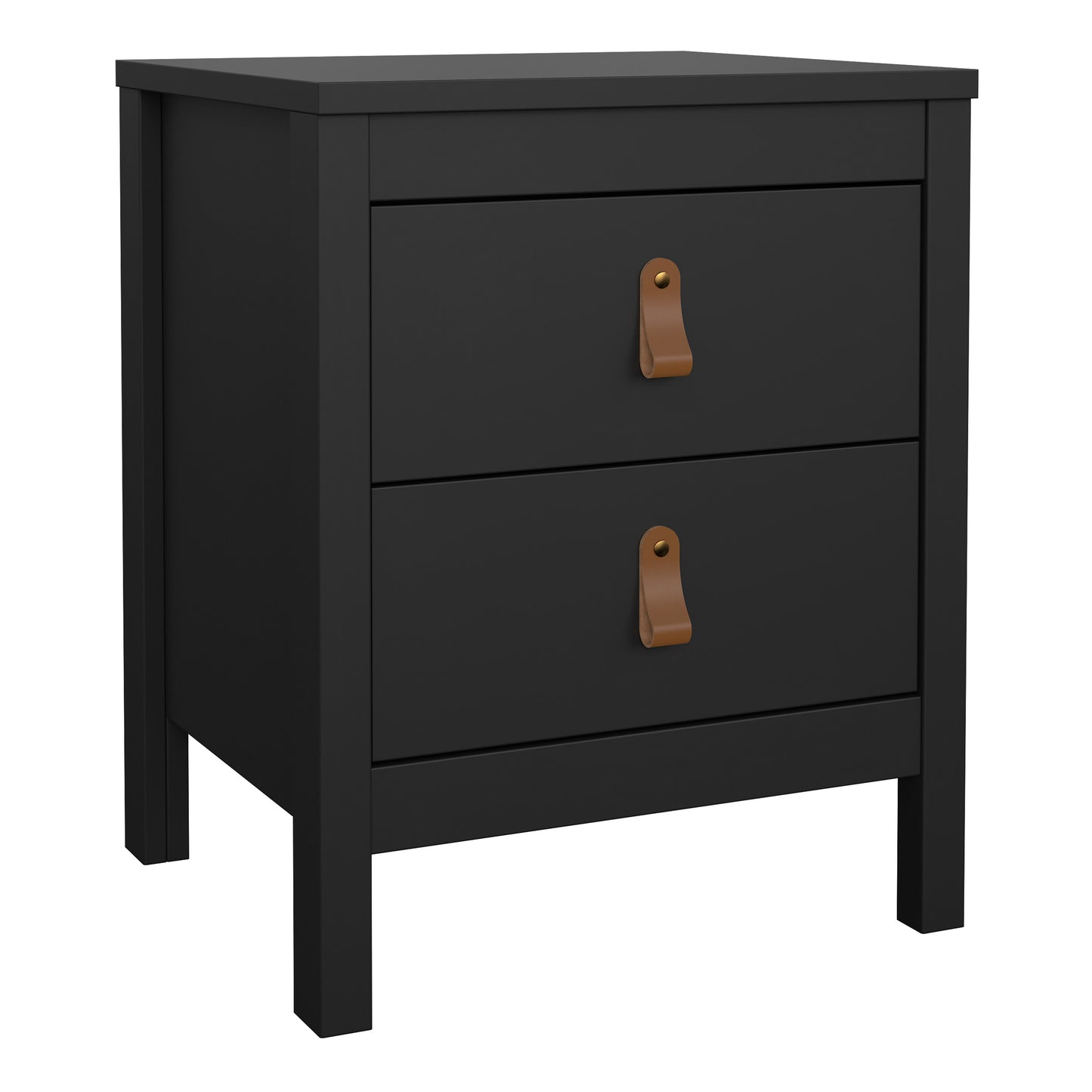 Barcelona Bedside Table 2 Drawers in Matt Black