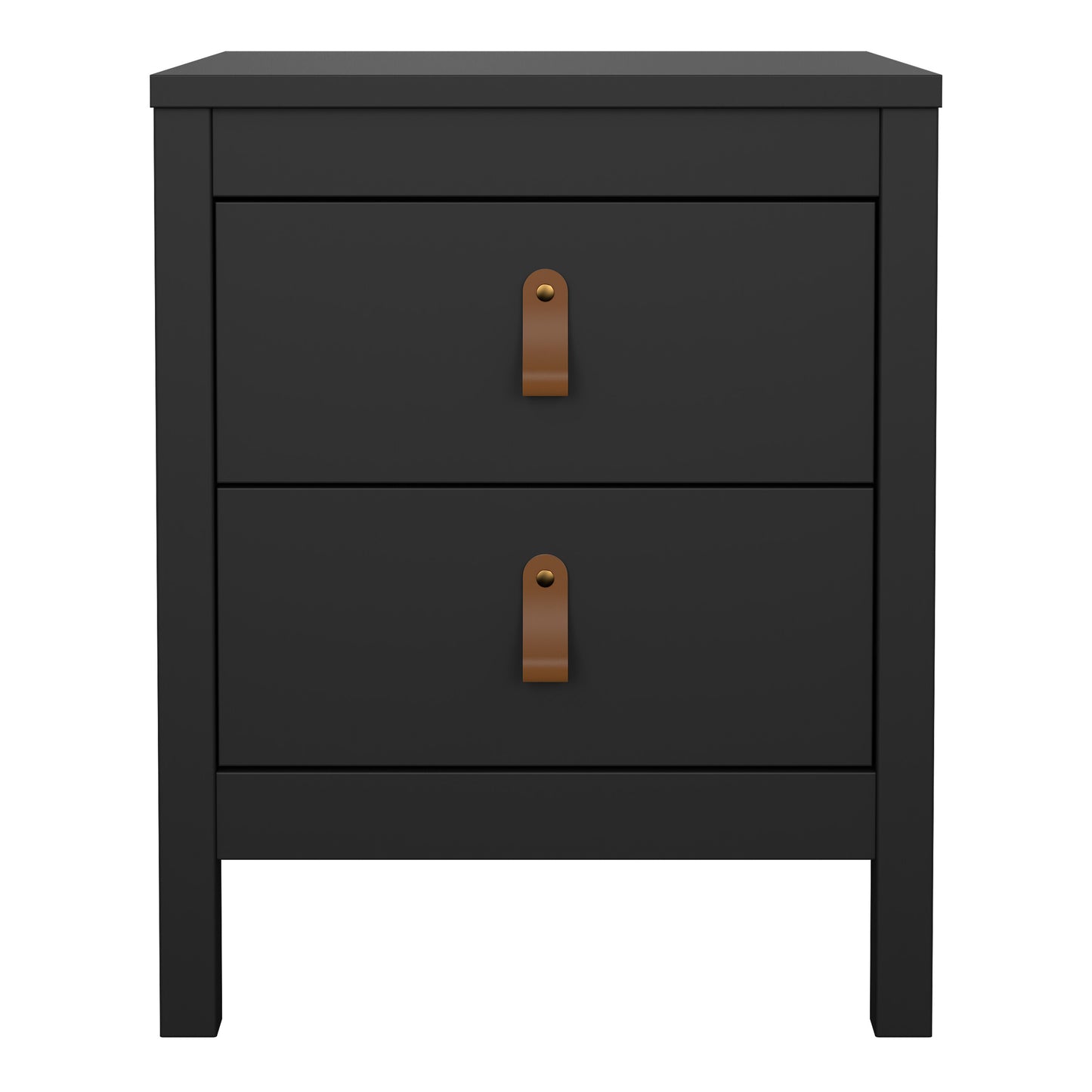 Barcelona Bedside Table 2 Drawers in Matt Black