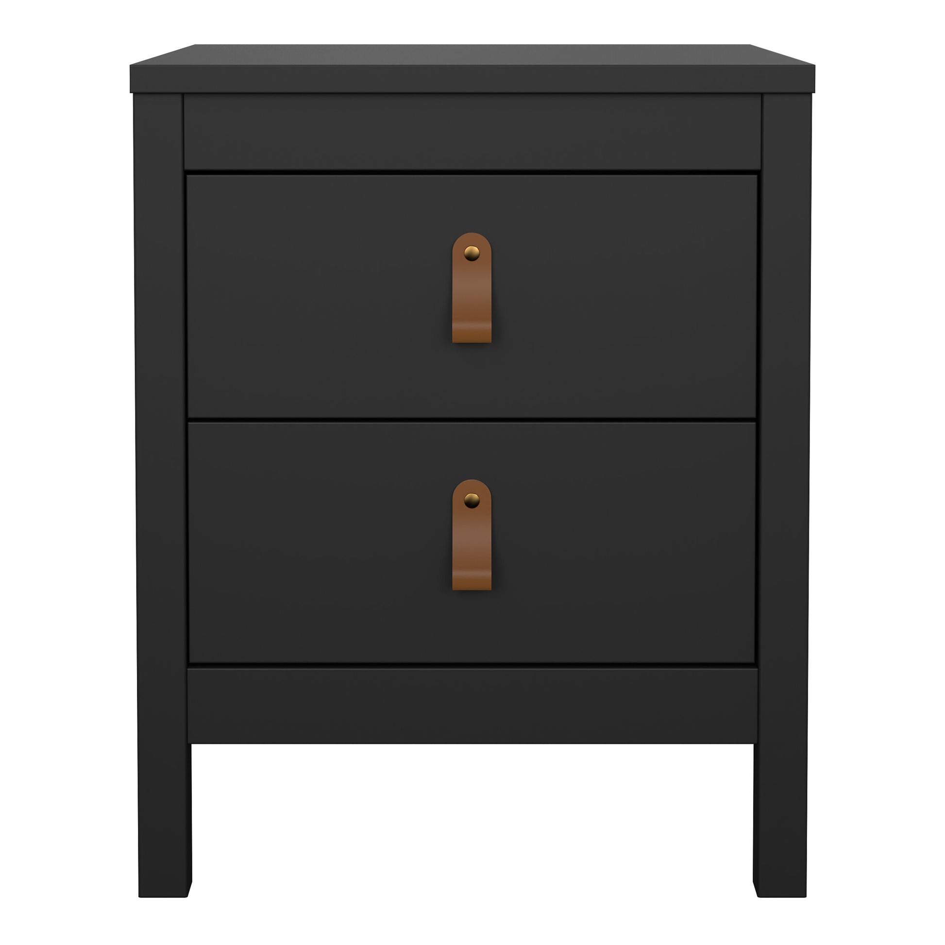 Barcelona Bedside Table 2 Drawers in Matt Black