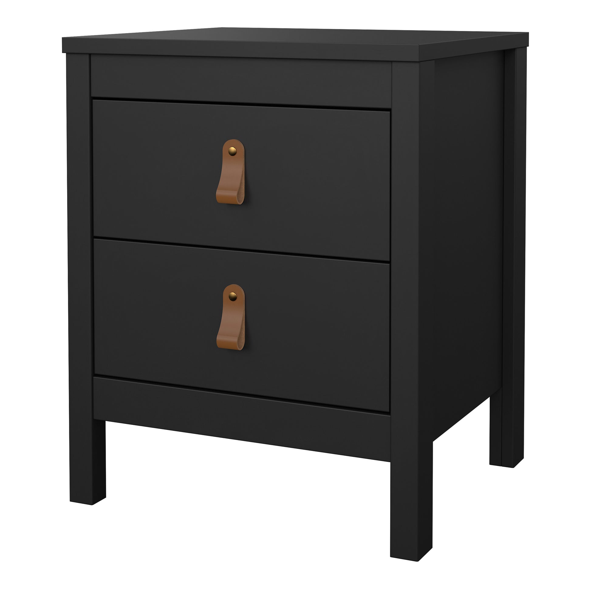 Barcelona Bedside Table 2 Drawers in Matt Black