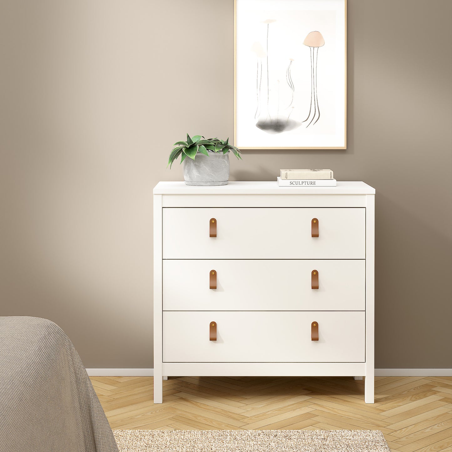 Barcelona Chest 3 Drawers in White