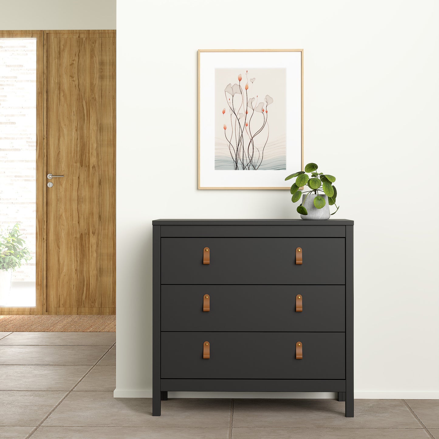 Barcelona Chest 3 Drawers in Matt Black