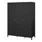 Barcelona Wardrobe with 3 Doors in Matt Black