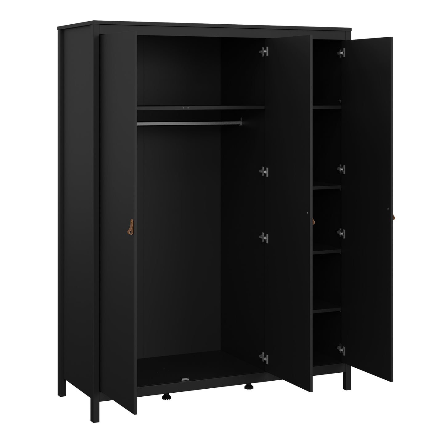 Barcelona Wardrobe with 3 Doors in Matt Black