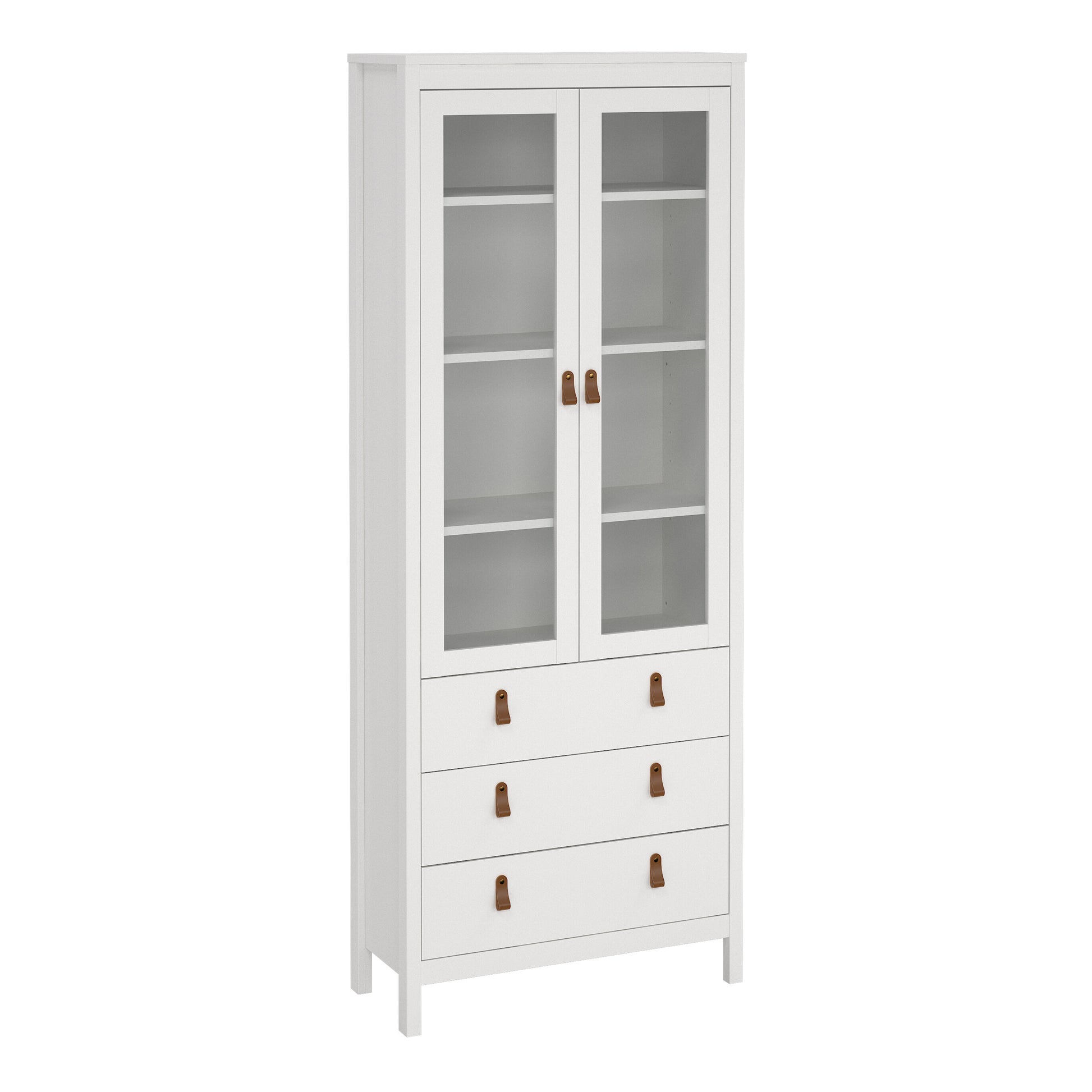 Barcelona China Cabinet 2 Glass Doors with 3 Drawers in White