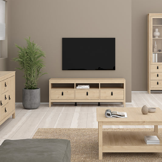 Barcelona TV-Unit 3 Drawers in Jackson Hickory Oak