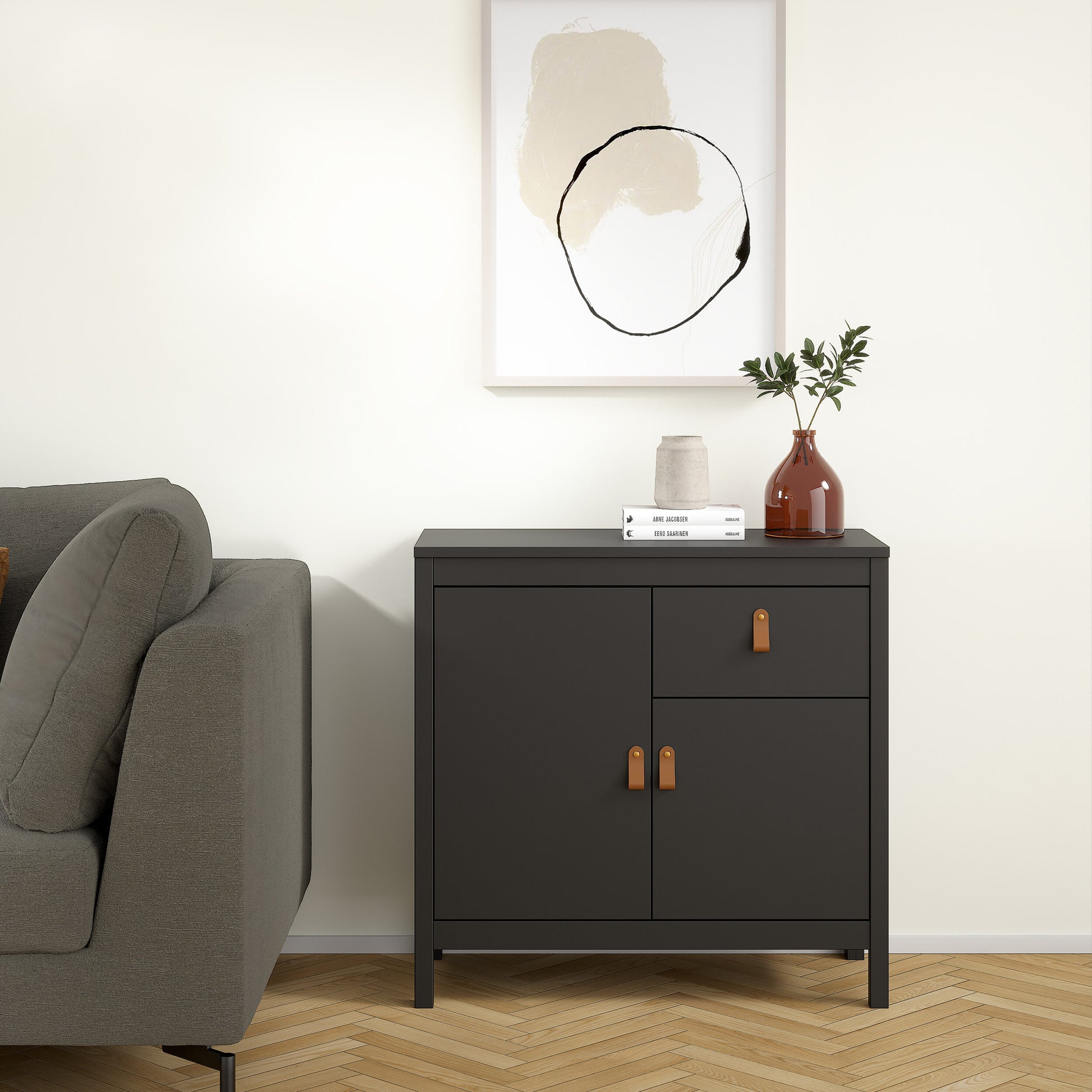 Barcelona Sideboard 2 Doors 1 Drawer in Matt Black