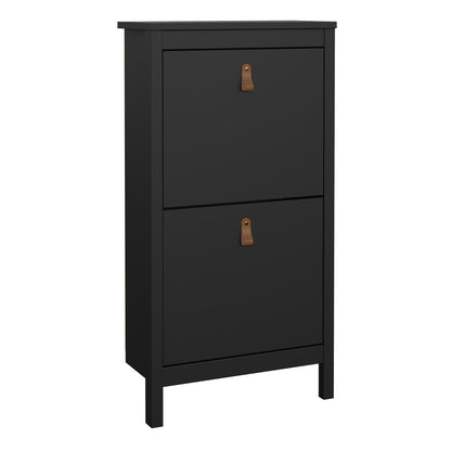 Barcelona Shoe Cabinet 2 Flip Down Doors in Matt Black