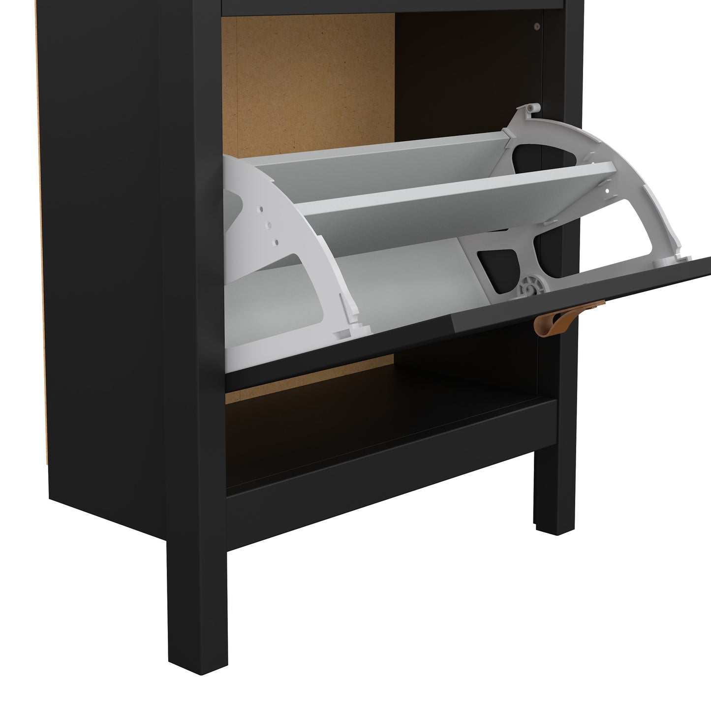 Barcelona Shoe Cabinet 2 Flip Down Doors in Matt Black