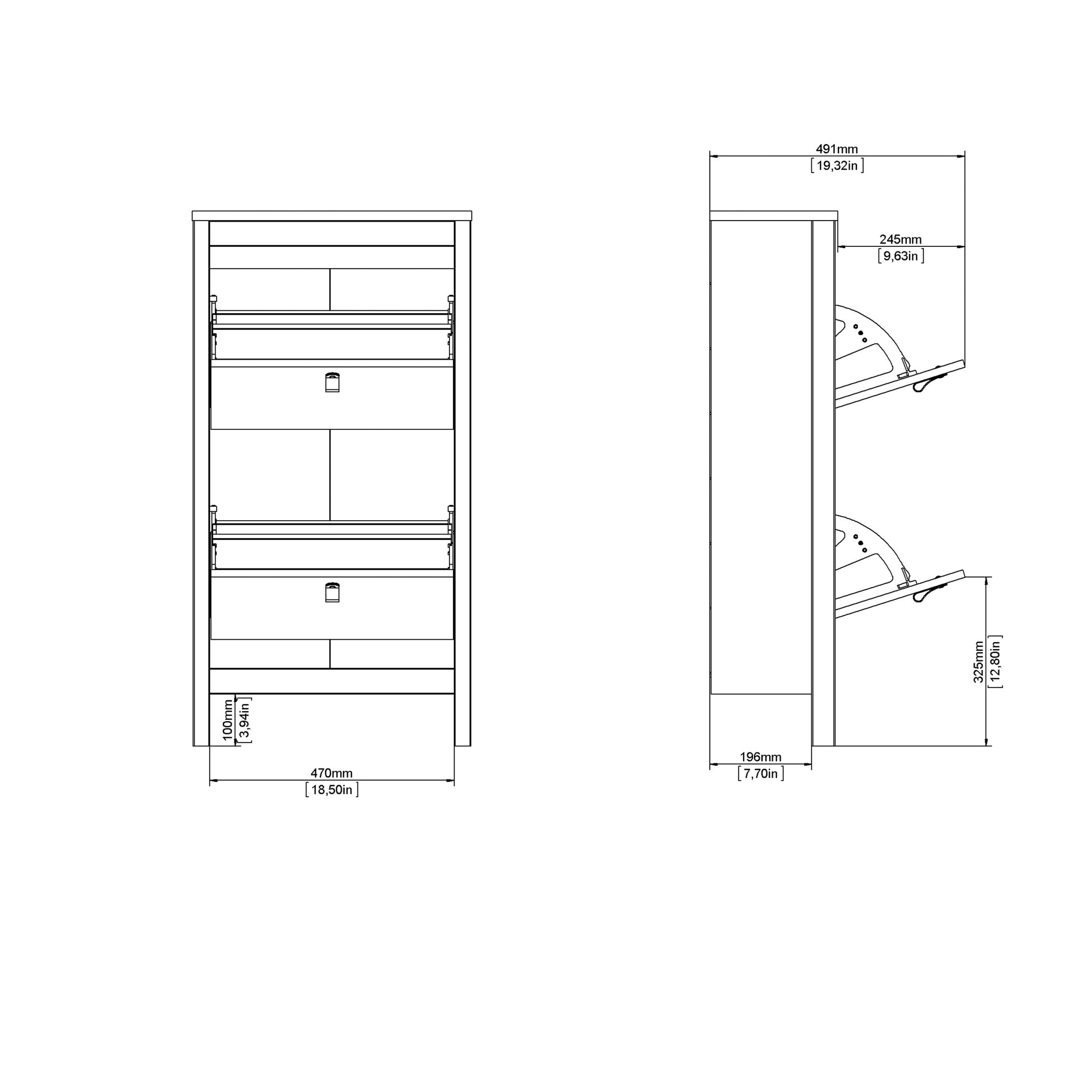 Barcelona Shoe Cabinet 2 Flap Doors in Jackson Hickory Oak