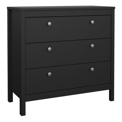 Madrid Chest 3 Drawers in Matt Black