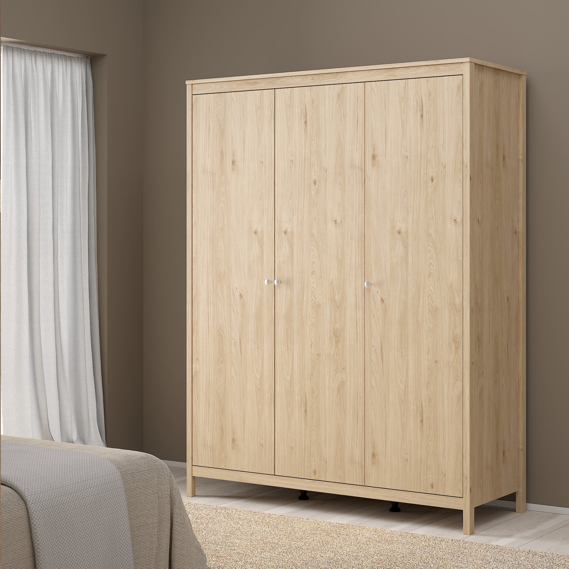 Madrid Wardrobe with 3 Doors in Jackson Hickory Oak