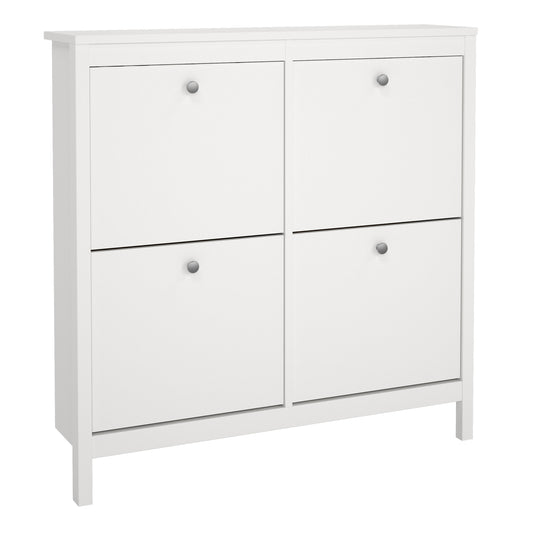 Madrid Shoe Cabinet 4 Flip Down Doors in White