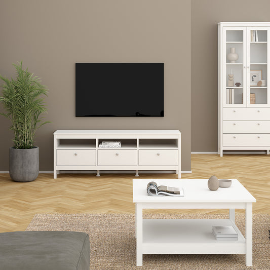 Madrid TV Unit 3 Drawers in White