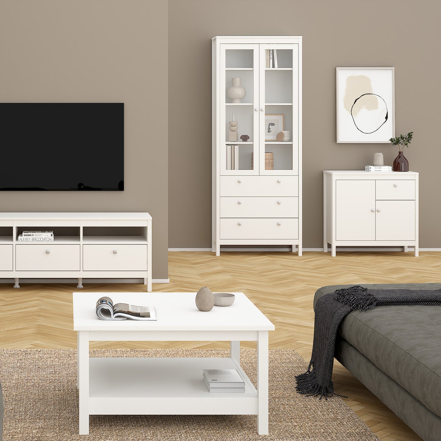 Madrid Sideboard 2 Doors 1 Drawer in White