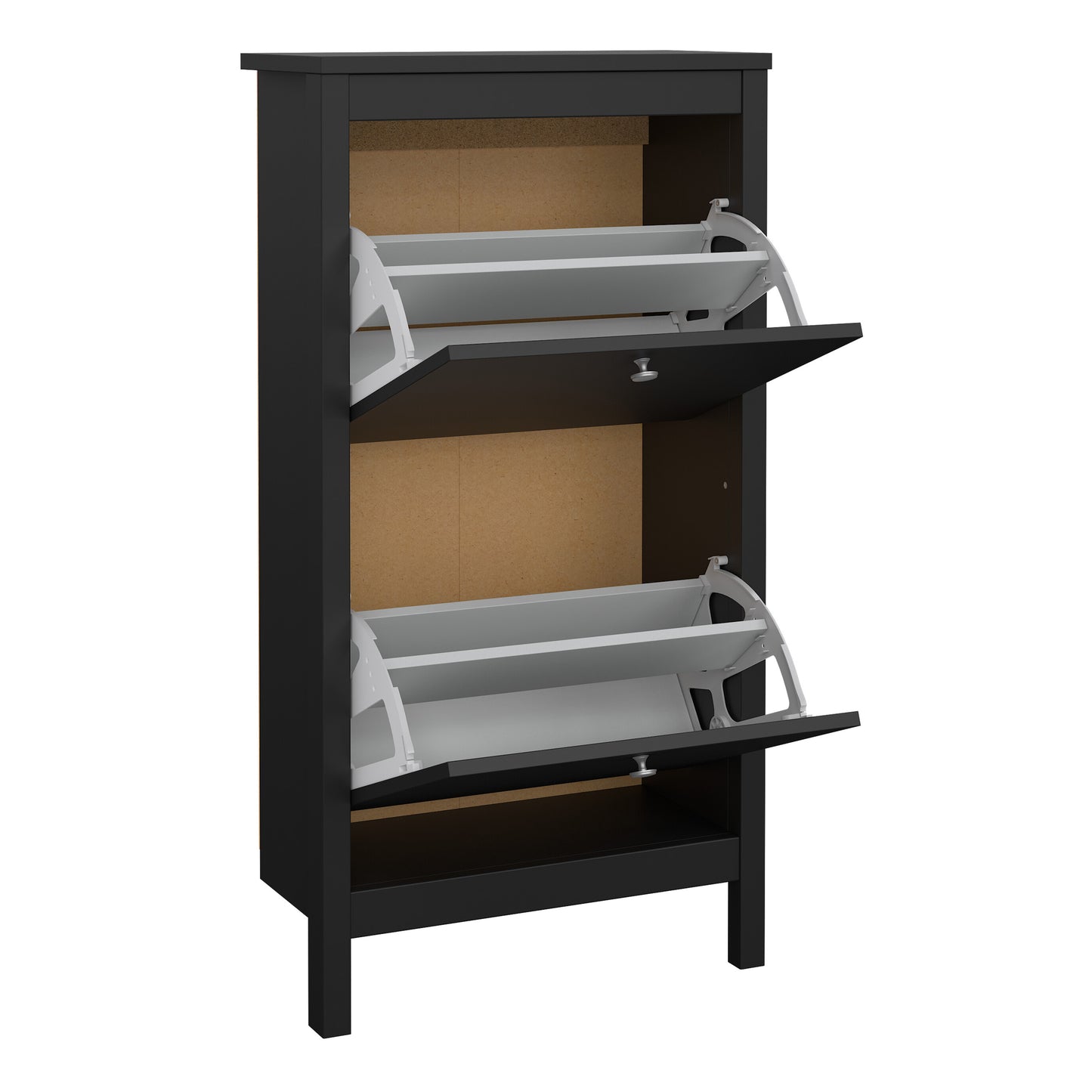 Madrid Shoe Cabinet 2 Flip Down Doors Matt Black