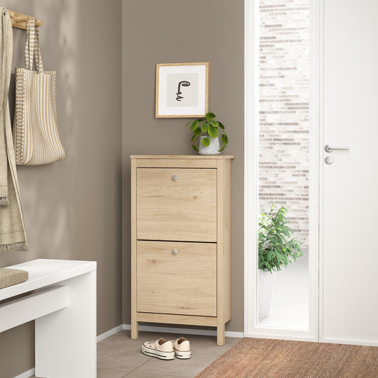 Madrid Shoe Cabinet 2 Flap Doors in Jackson Hickory Oak