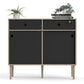 Rome Sideboard 2 Sliding Doors 2 Drawers in Jackson Hickory Oak and Matt Black