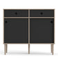 Rome Sideboard 2 Sliding Doors 2 Drawers in Jackson Hickory Oak and Matt Black