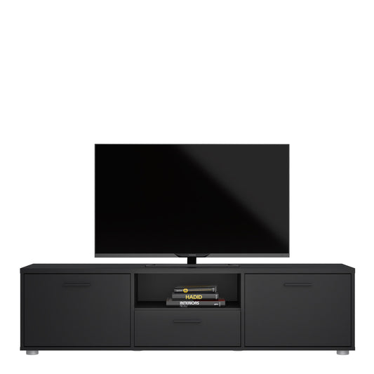 Media TV Unit with 2 Doors 1 Drawer 147cm Black