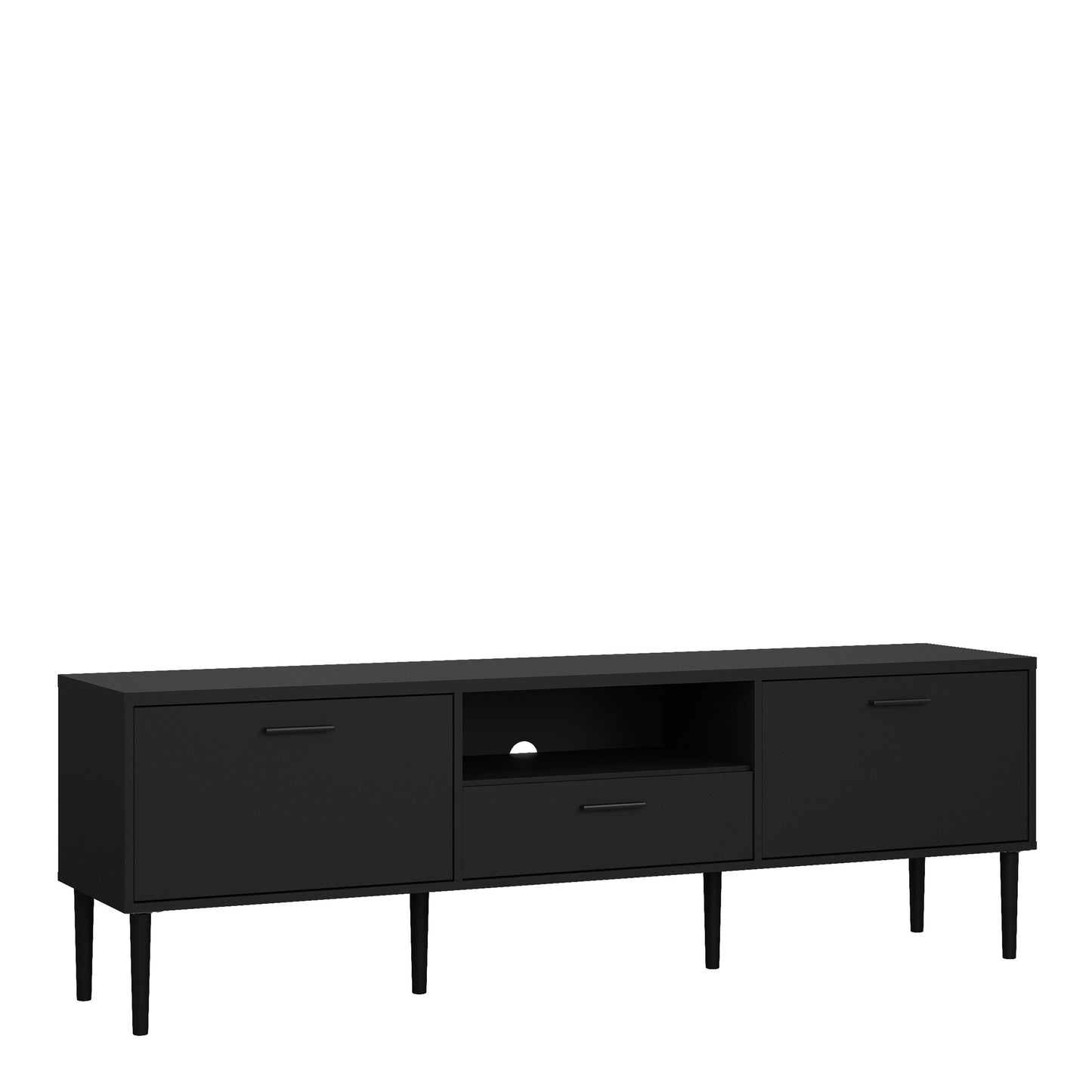 Media TV Unit with 2 Doors 1 Drawer in Black