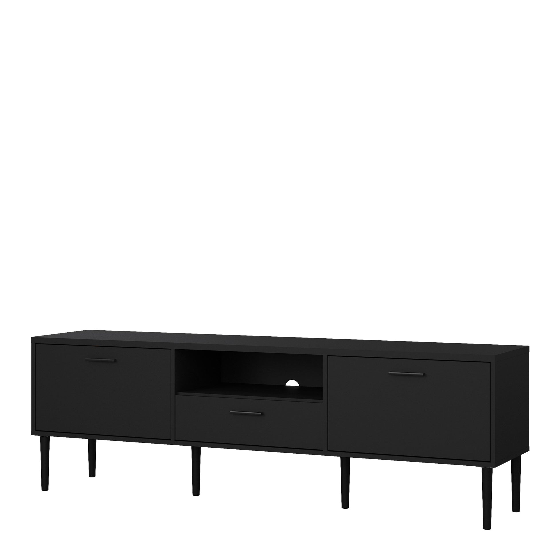 Media TV Unit with 2 Doors 1 Drawer in Black