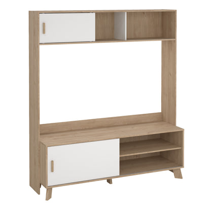 Ikast TV-Wall Unit with 2 Sliding Doors in Jackson Hickory and White