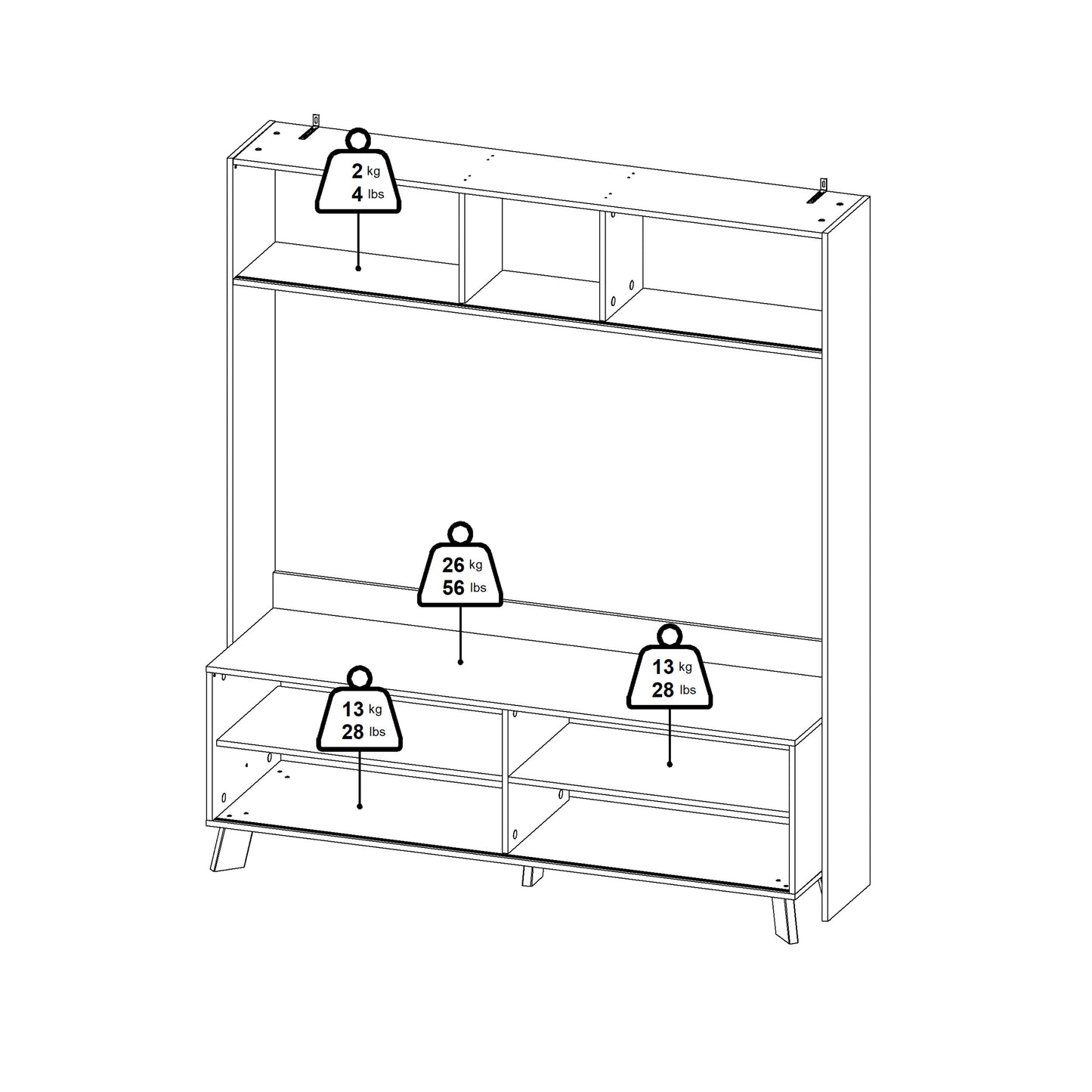 Ikast TV-Wall Unit with 2 Sliding Doors in Jackson Hickory and White