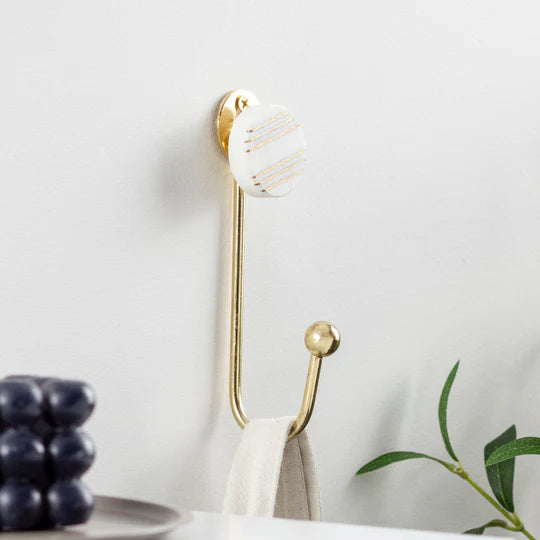 HÖEM Gold Lines Set of 2 Wall Hooks White/Gold